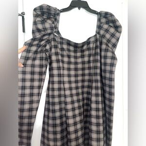 Selkie Checkered Black and Gray Dress